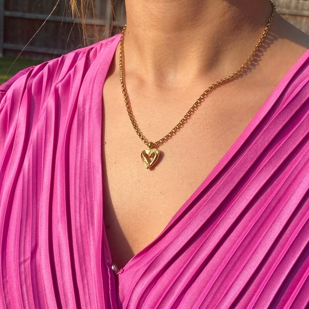 Authentic Vintage Christian Dior Gold Plated Gold Tone Heart Necklace